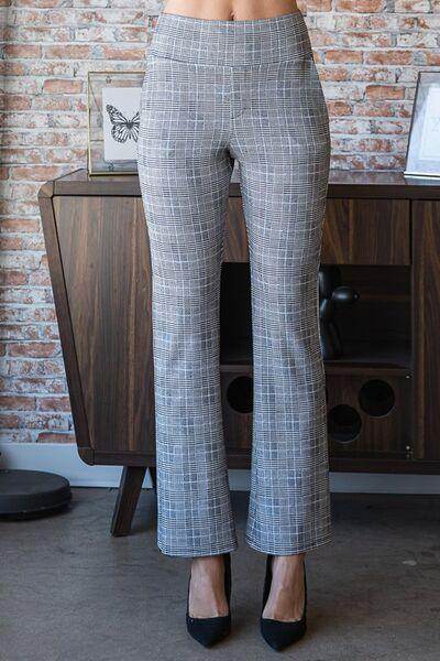 Heimish Full Size Plaid Flare Pants With Wide Waist Band Plus Size Trendsi