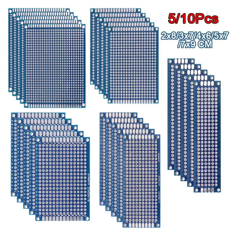 5/10PCS PCB Board Prototype Board Blue 2x8/3x7/4x6/5x7/7x9cm Double Sided Circuit Boards For DIY Soldering Project Selvanelle