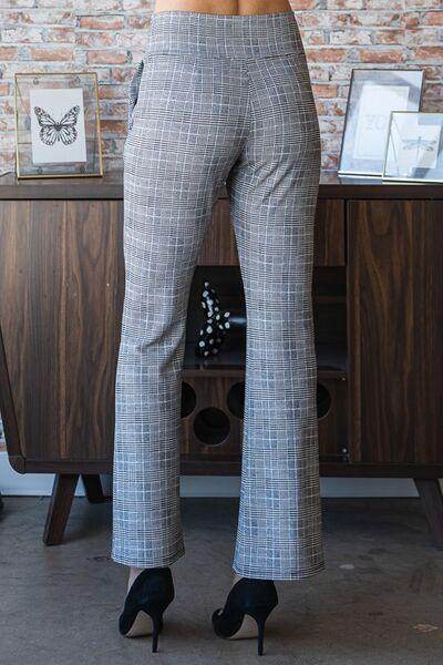 Heimish Full Size Plaid Flare Pants With Wide Waist Band Plus Size Trendsi