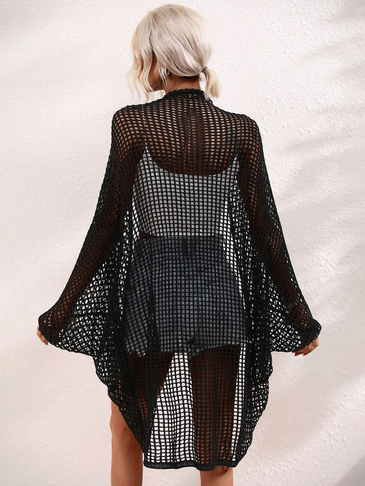 Openwork Open Front Longline Cover Up Trendsi