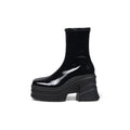 Fur Lined Black Leather Platform Boots Jady Rose