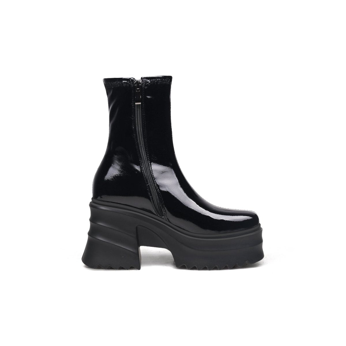Fur Lined Black Leather Platform Boots Jady Rose