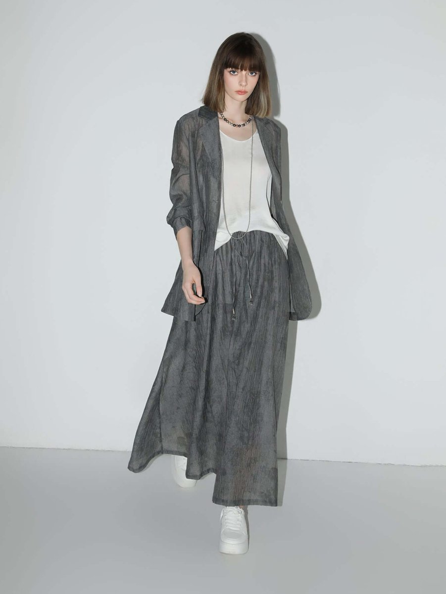Ink-Washed Draped Striped Blazer Cocobella