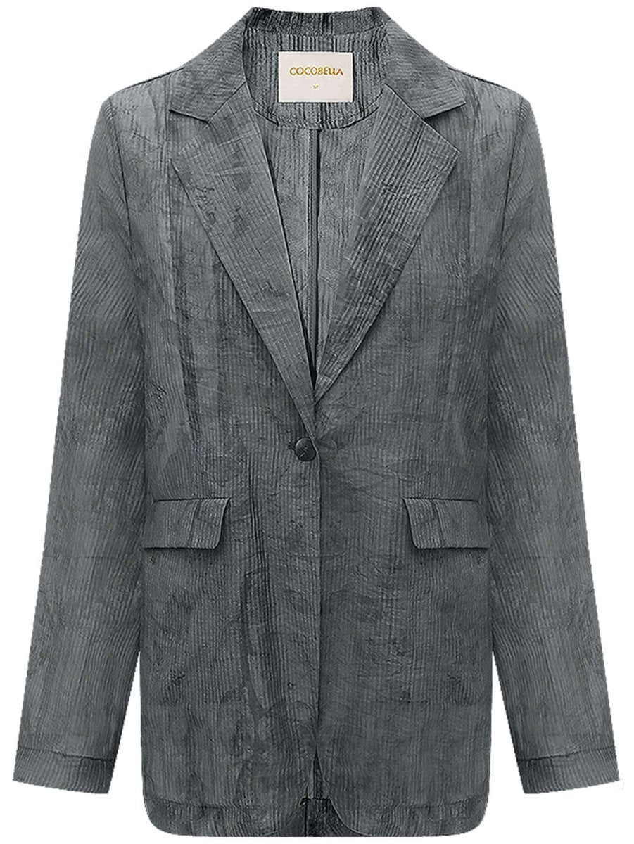 Ink-Washed Draped Striped Blazer Cocobella