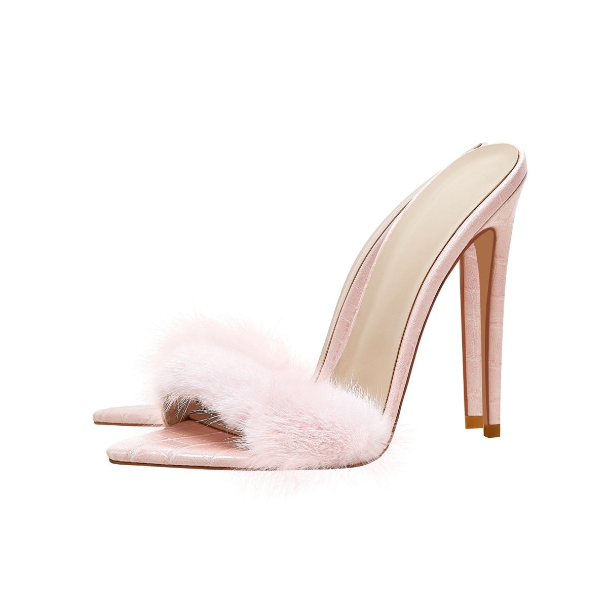 Lightweight Fluffy Pink Heels Jady Rose
