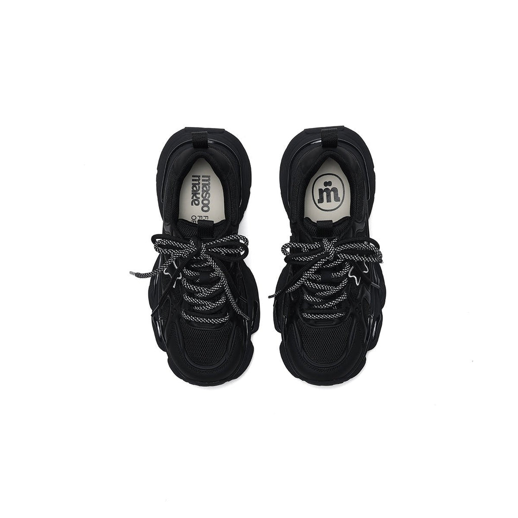 Women's Black Retro Platform Sneakers – Star Detail Masoomake