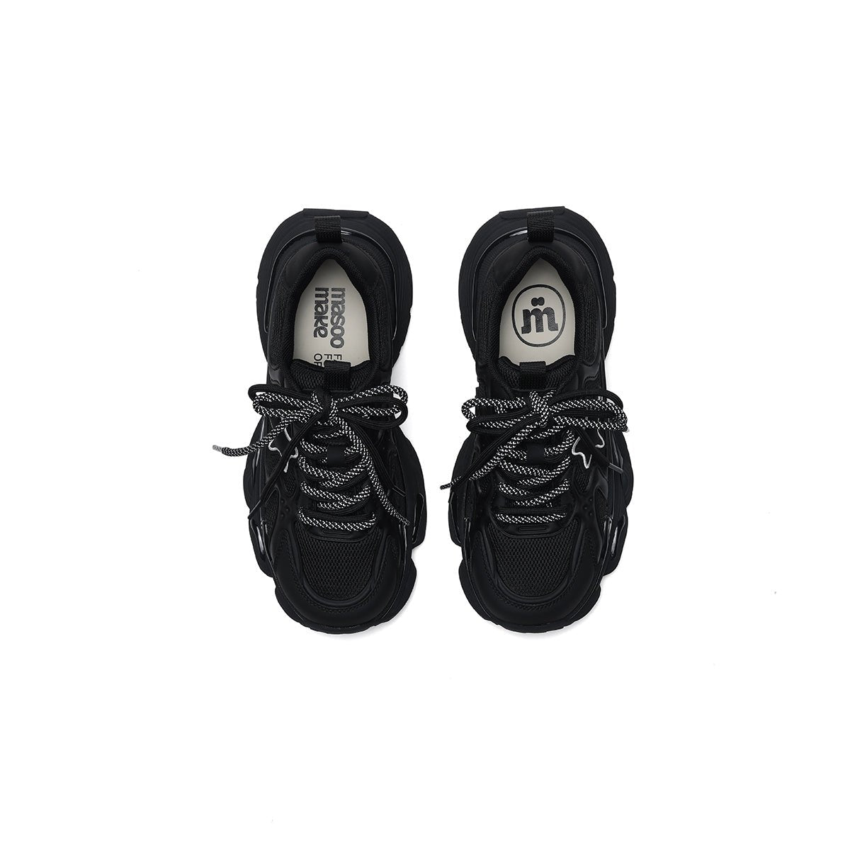 Women's Black Retro Platform Sneakers – Star Detail Masoomake